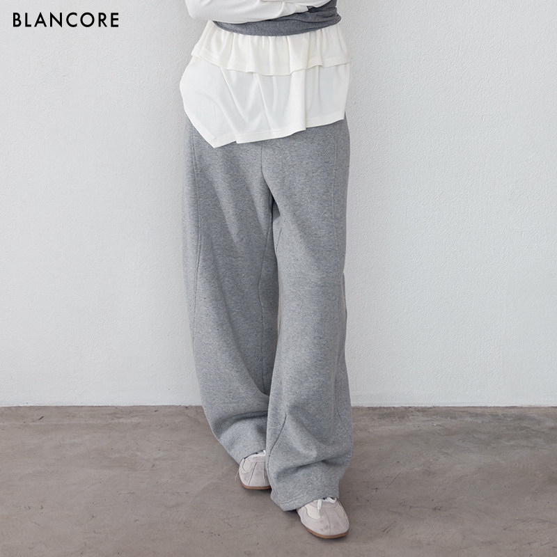 【设计师品牌BLANCORE】2026春新品休闲直筒白色松紧腰卫裤弯刀裤,淘宝优惠券,粉丝福利购,淘宝优惠卷