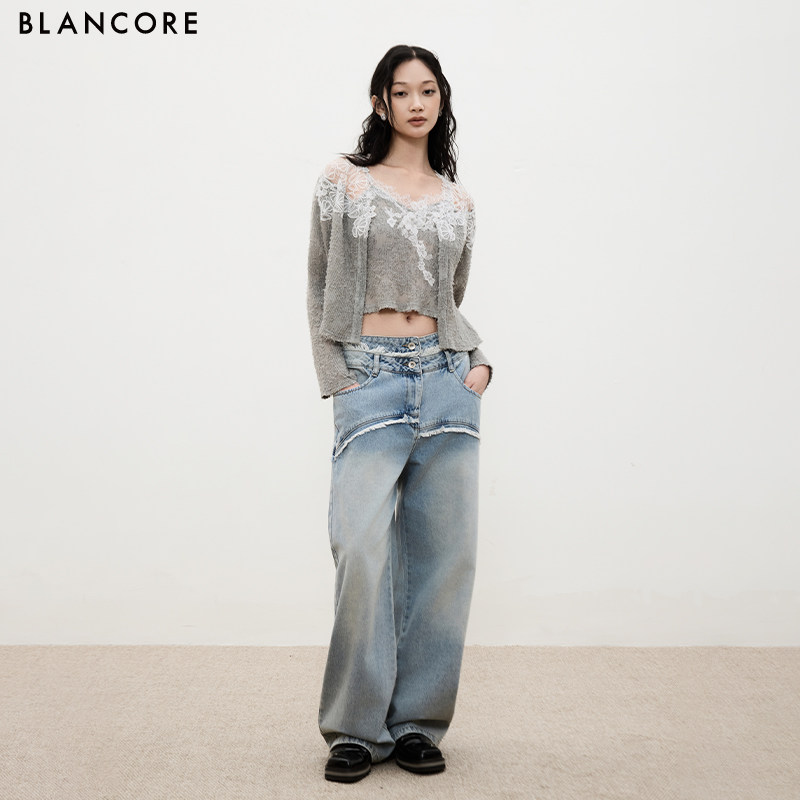 【设计师品牌BLANCORE】2025秋季新款miu系穿搭蕾丝镂空外搭开衫