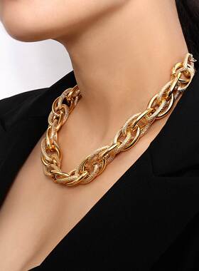 Women Punk Lock Choker Necklace Pendant Thick Chain混搭项链