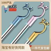 Lifting high bar province space clotheshorse not easy to fall lifting high hook stainless steel fork lever brace with fork head brace hanger