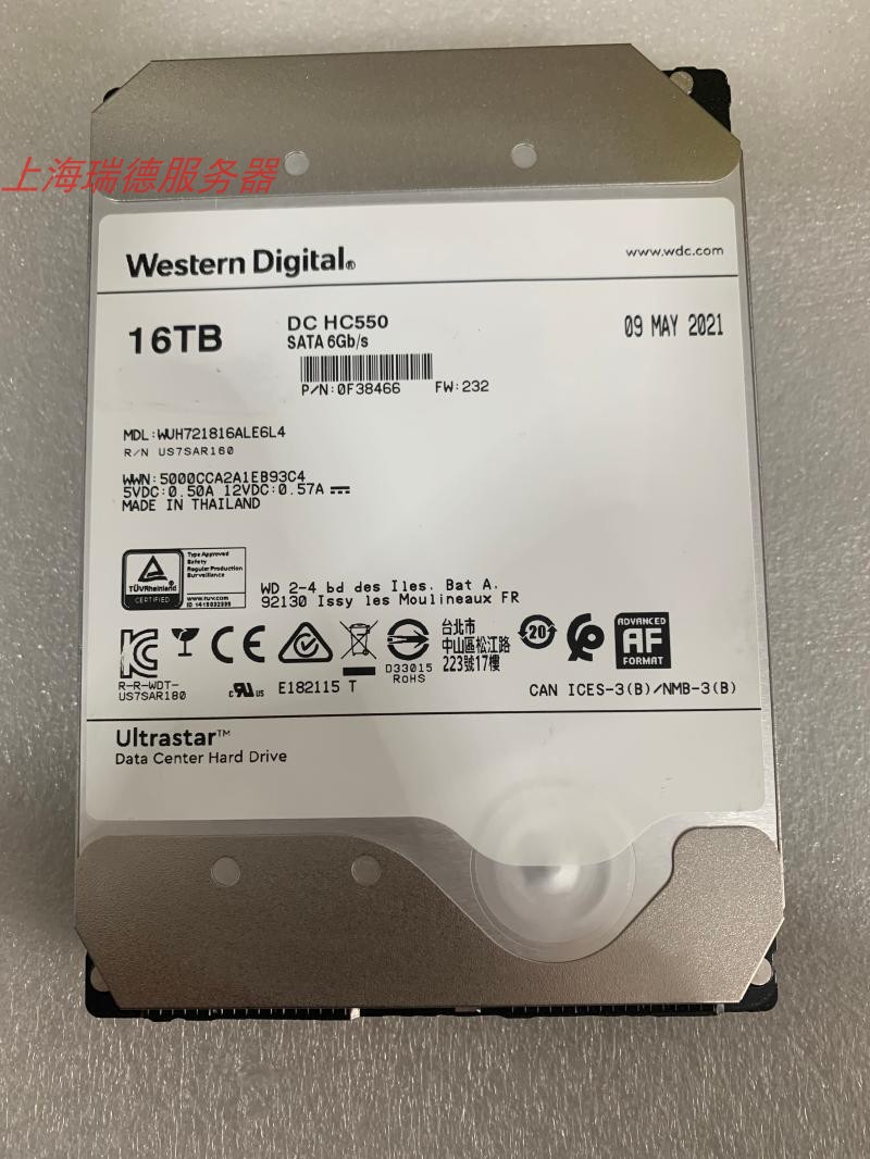 WD/西数 氦气 WUH721816ALE6L4 DC HC550 16T SATA 6G 3.5寸硬盘 - 图0