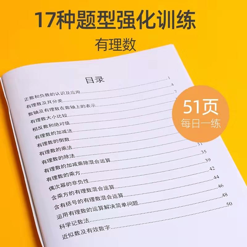 七年级初一数学上下册有理数混合运算一元一次二次方程几何图形初步认识专项训练整式计算练习500题 贝比贝尔项目组 - 图1