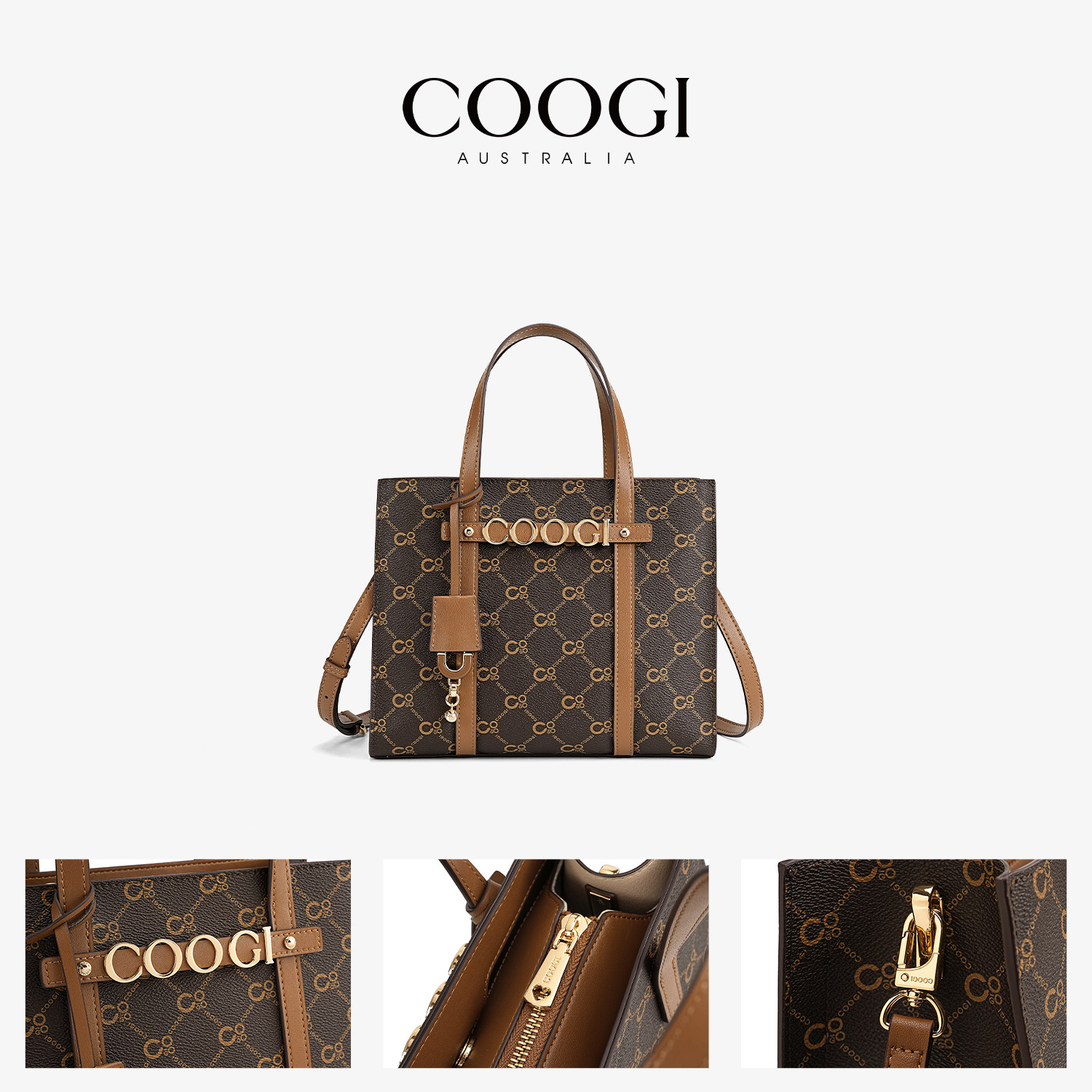 COOGI新款包包女轻奢高级感老花托特包上班通勤手提包单肩斜挎包,淘宝优惠券,粉丝福利购,淘宝优惠卷