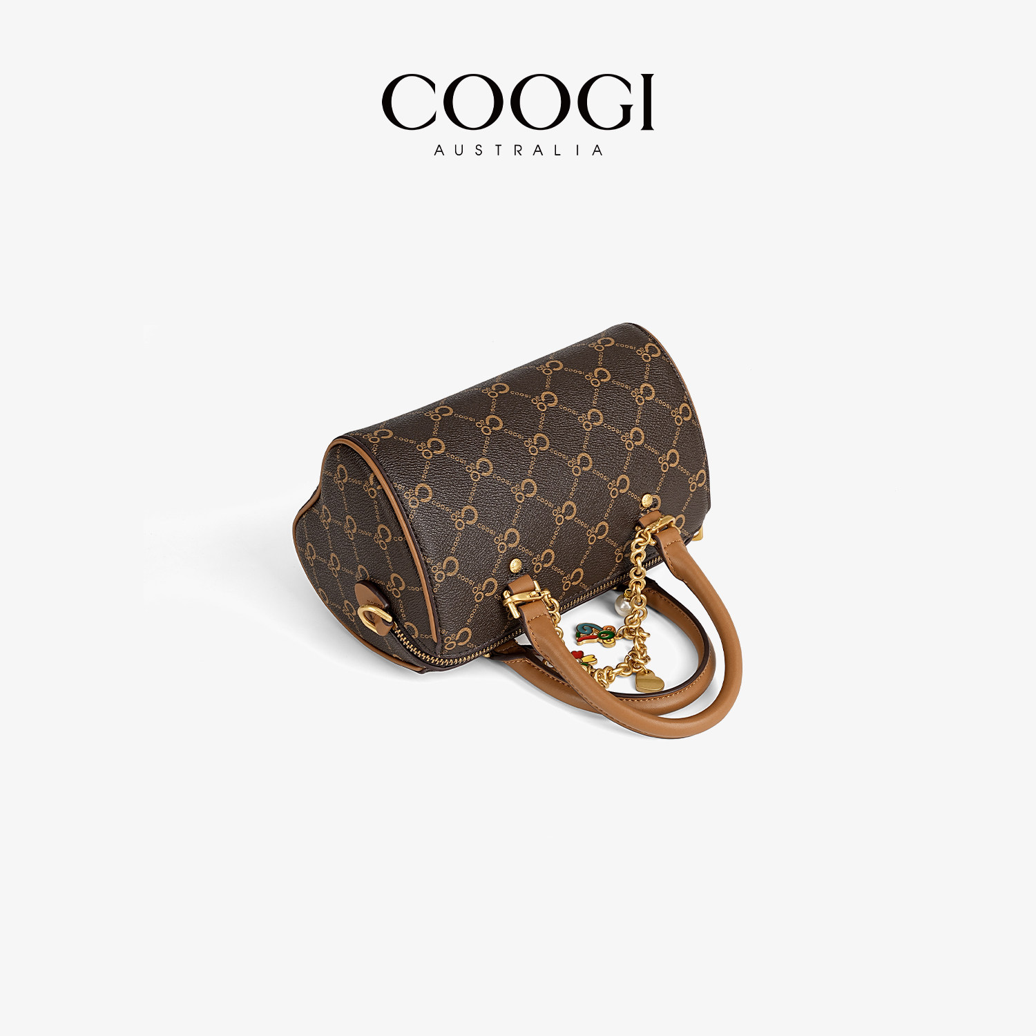 COOGI包包女新款2025轻奢高级感经典老花波士顿包单肩斜挎手提包,淘宝优惠券,粉丝福利购,淘宝优惠卷