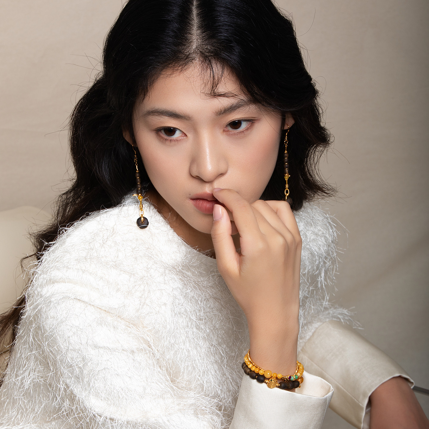 LEFTGO左戈天然沉香随形耳坠耳吊女款蜜蜡S925银镀18K金耳环,淘宝优惠券,粉丝福利购,淘宝优惠卷