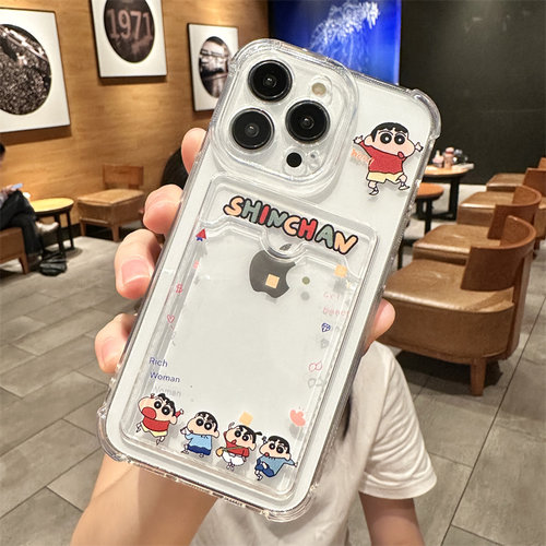 可放照片小卡适用苹果13手机壳16iPhone17promax保护15套12蜡笔小新14新款11卡套x女xr透明xsmax女8plus情侣7 - 图0