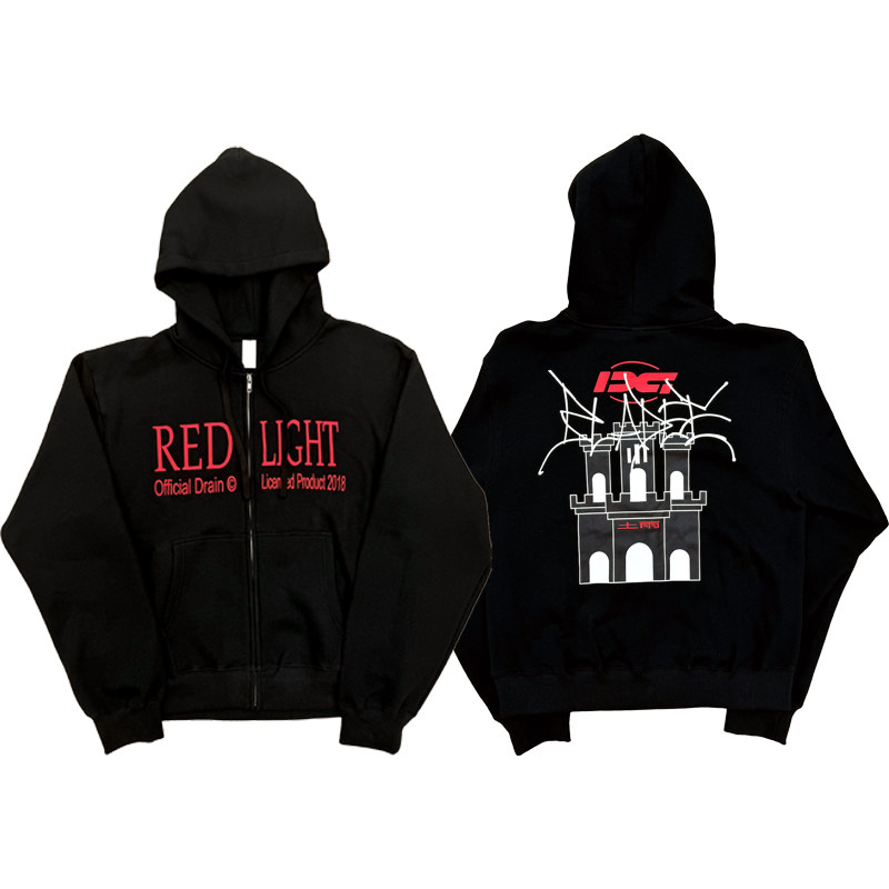 Drain Gang SadBoys Bladee Red LightZip UpHoodie Hooded Zip Jacket