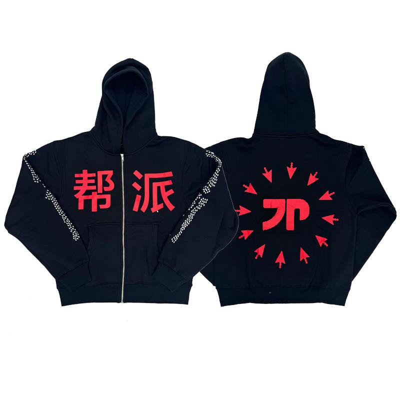 KK11 JpegMafia bone Zip Hoodie gang print bone hooded sweatshirt zipper jacket