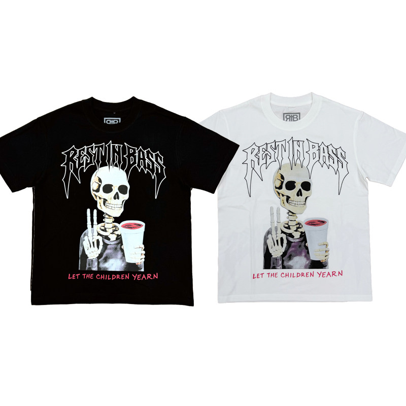 KK11 Praiseche rest in bass peace tee slogan skull print peace short-sleeved T-shirt