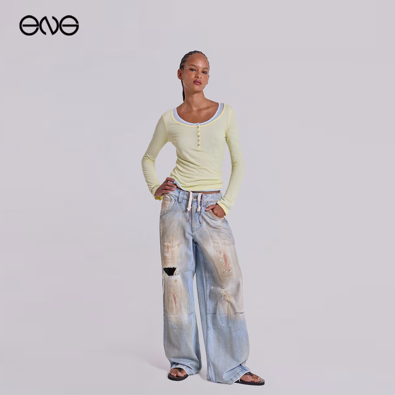 【ENG】JADED LONDON 破洞水洗做旧宽松牛仔裤男女同款 新品25秋 - 图3