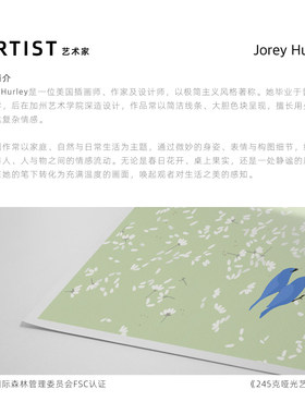 Jorey Hurley收藏级版画复刻包豪斯樱花与蓝鸟客厅餐厅高级感画芯
