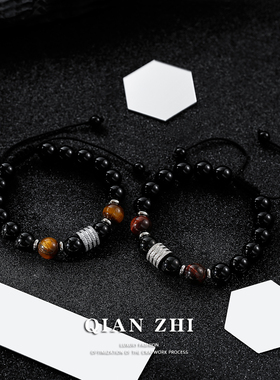 黑曜石男潮ins小众设计感手串