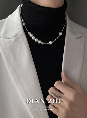 钛钢珠链男生小众ins项链