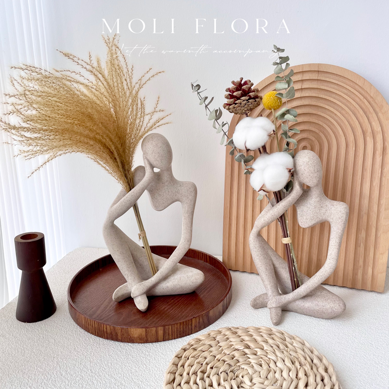 北欧真干花花束抽象艺术人物雕像家居装饰摆件树脂桌面高端装饰品,淘宝优惠券,粉丝福利购,淘宝优惠卷
