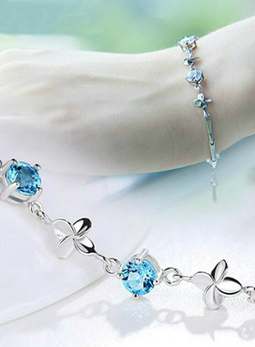 银饰品四叶草银手链女时尚日韩版