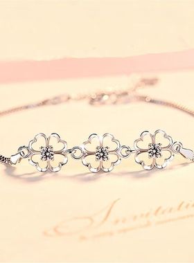 韩版简约个性首饰 四叶草手链女ins小众设计幸运草手链手饰批发