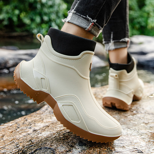 Botas de lluvia y botas de nieve de terciopelo de tubo corto de moda para tallas 36-45