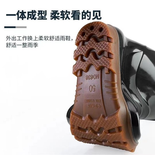 39-50码雨鞋特大码加大加宽雨靴高筒肥筒防滑水靴厨房工地防水鞋