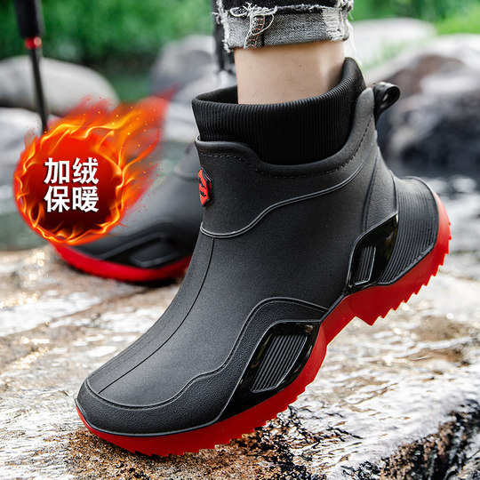 Botas de lluvia y botas de nieve de terciopelo de tubo corto de moda para tallas 36-45