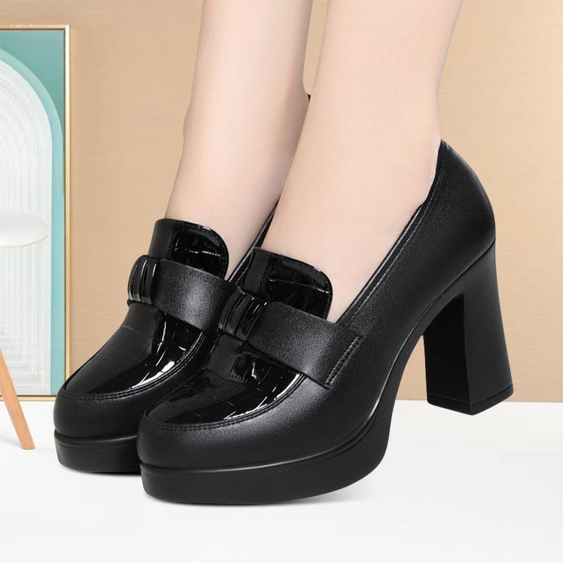 粗跟舒适深口单鞋百搭耐磨轻便乐福鞋中年旗袍走秀鞋厚底女高跟鞋,淘宝优惠券,粉丝福利购,淘宝优惠卷