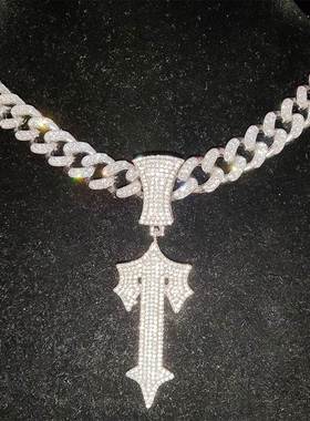 New Men Women Hip Hop Letter Iced Out Cross Sword Necklaces