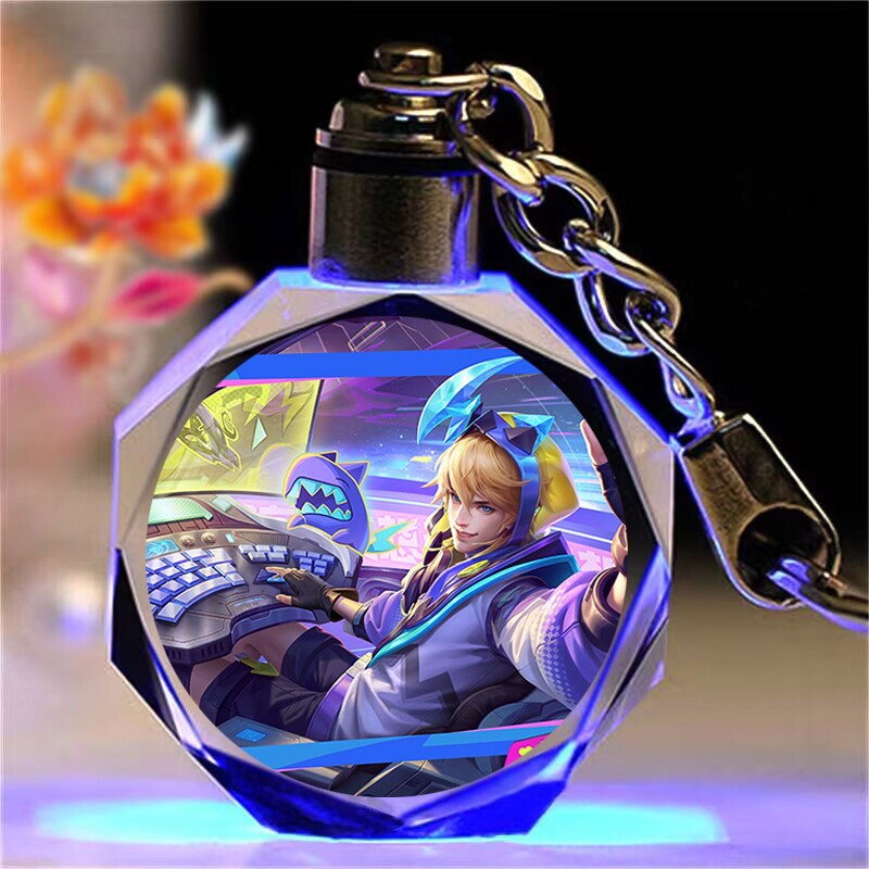 王者荣耀水晶王者荣耀水晶钥匙扣发光书包挂件车钥匙扣挂饰定制生日礼物送闺蜜