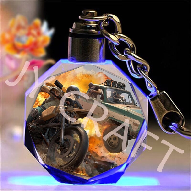 绝地求生钥匙扣PUBG绝地求生钥匙扣水晶发光挂件创意挂饰节日礼物送男女游戏周边