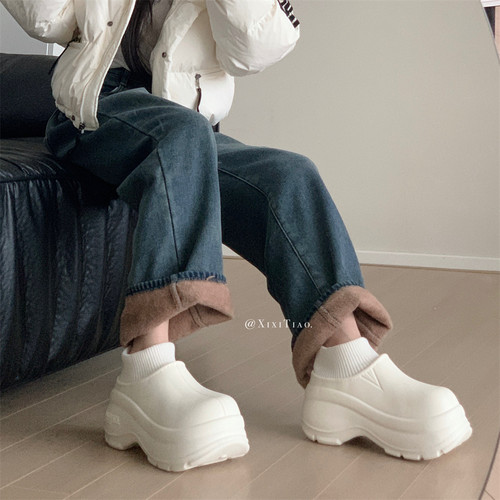 细细条保暖防滑防水加绒加厚连袜棉鞋户外百搭时尚雪地靴女冬季 - 图3
