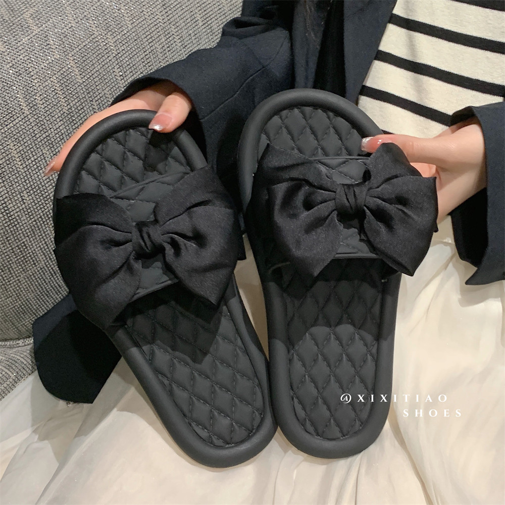 细细条百搭网红拖鞋夏季仙女风蝴蝶结平底防滑女士外穿凉拖鞋ins,淘宝优惠券,粉丝福利购,淘宝优惠卷