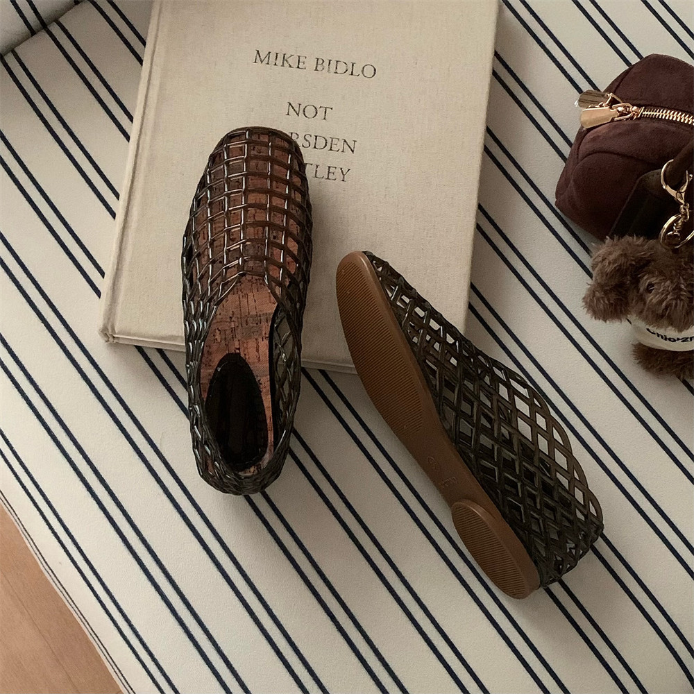 细细条平底果冻鞋水晶凉鞋时尚镂空网格小众网红包头洞洞鞋女夏,淘宝优惠券,粉丝福利购,淘宝优惠卷