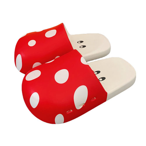 细细条时尚休闲百搭防滑厚底沙滩凉拖鞋可爱蘑菇夏季包头拖鞋女 - 图0