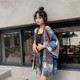 Mid-length sunscreen Harajuku style versatile 2025 printed three-quarter sleeve loose shirt Hong Kong style retro summer shirt trend