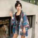 Mid-length sunscreen Harajuku style versatile 2025 printed three-quarter sleeve loose shirt Hong Kong style retro summer shirt trend