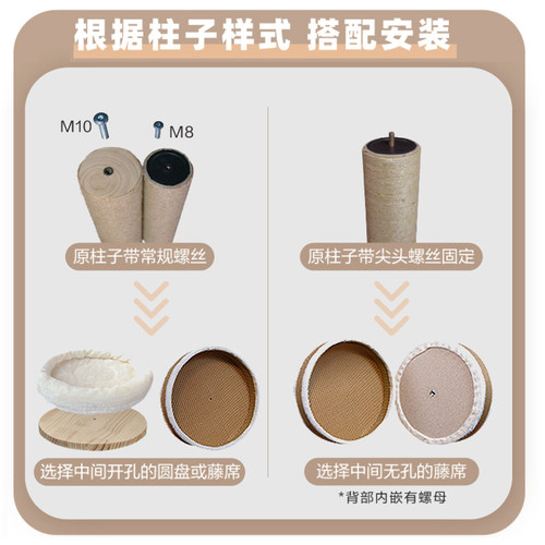 有朵猫 通用猫窝配件猫爬架猫树夏天藤席仿藤编圆垫藤垫多用DIY - 图1