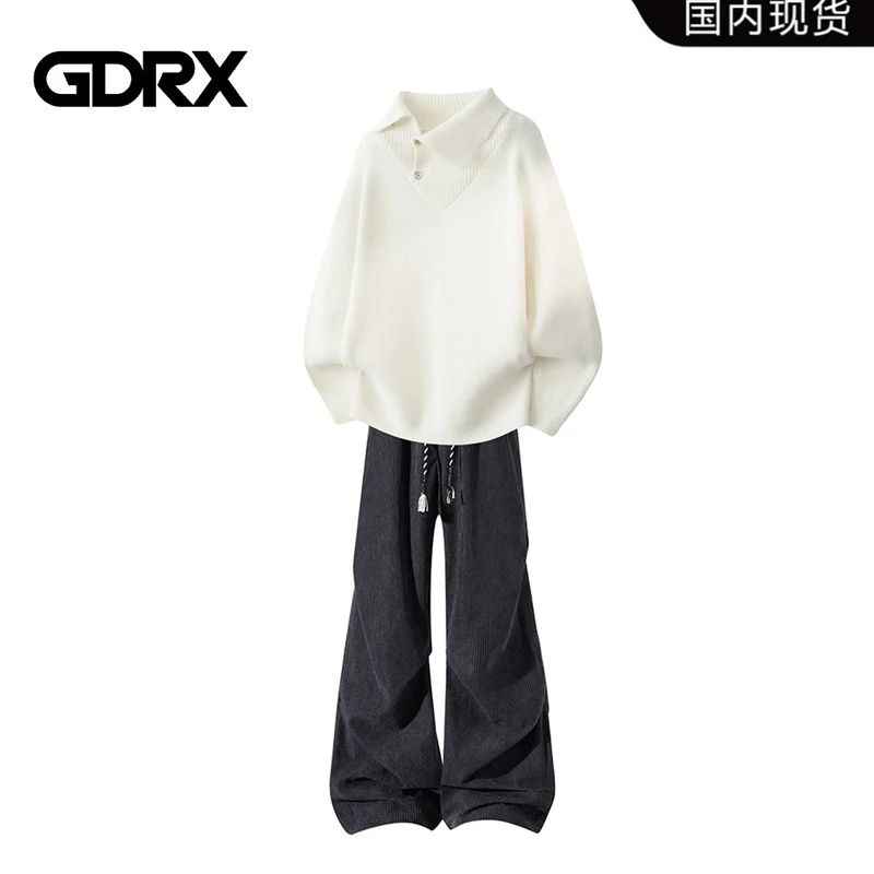 GDRX美式轻奢男装毛衣套装2025冬季新款潮流针织衫休闲两件套男,淘宝优惠券,粉丝福利购,淘宝优惠卷