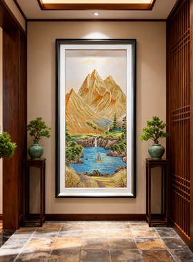 新中式山水画金山织锦绣装饰画