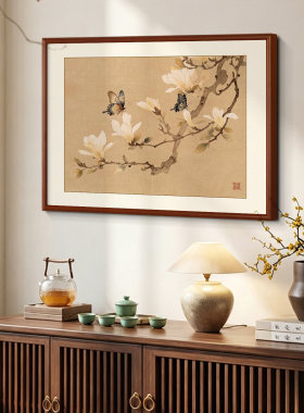 玉兰花宋韵古风客厅装饰画