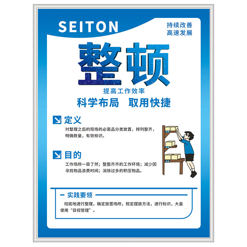 6S管理标识牌5S车间标语7S标贴宣传看板图片质量8S办公室安全生产警示标志9S仓库工厂企业制度牌整套挂图海报 - 图3