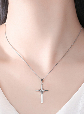 S925纯银十字架项链女款