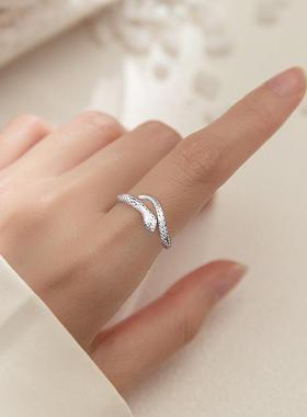 灵蛇戒指女999纯银本命年开口戒