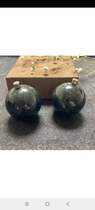 Natural Tibetan medicine king stone handball ink green jade round ball jade health care fitness ball exercise holding the ball to the solid