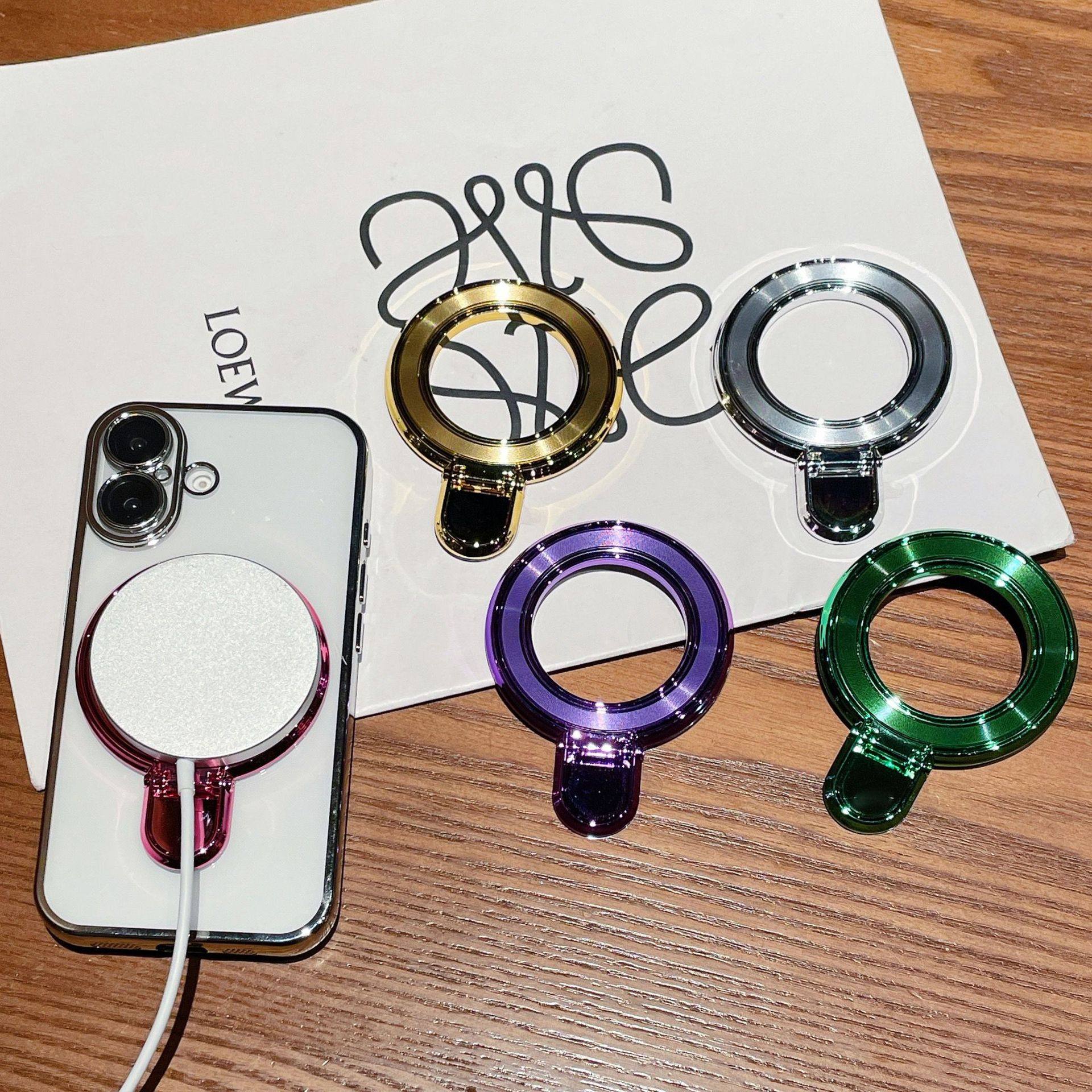 镂空背贴粘贴式支架支持磁吸充电桌面追剧指环扣折叠纯色 便捷式,淘宝优惠券,粉丝福利购,淘宝优惠卷