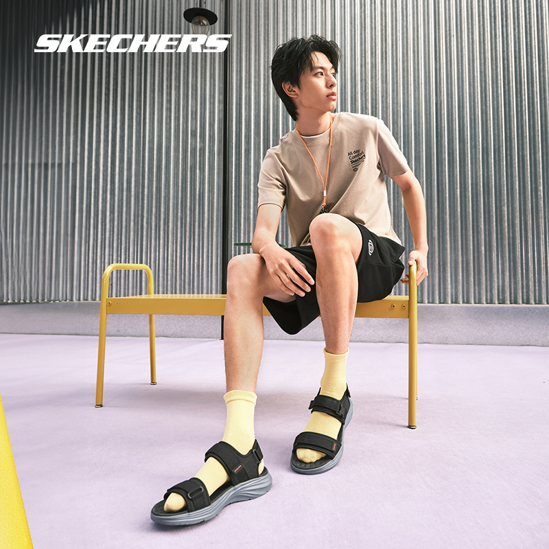 斯凯奇云迹凉鞋丨休闲凉鞋夏新款男士运动沙滩鞋透气轻质外穿拖鞋,淘宝优惠券,粉丝福利购,淘宝优惠卷