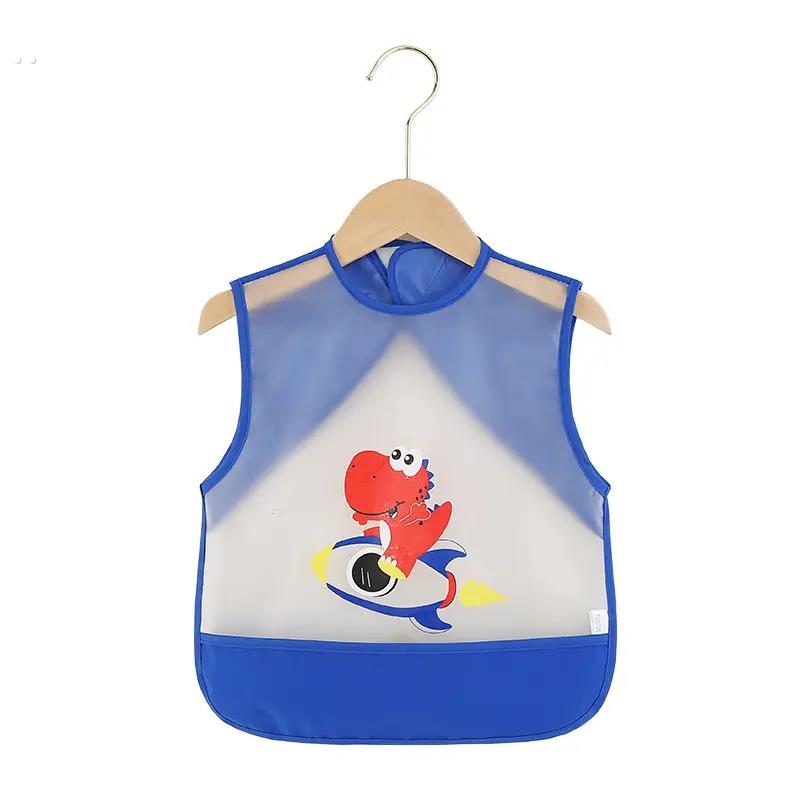 Summer baby eating bib pocket sleeveless baby coverall waterproof anti-dirty apron children's reverse dressing for boys and girls