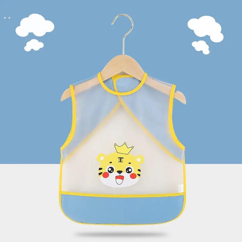 Summer baby eating bib pocket sleeveless baby coverall waterproof anti-dirty apron children's reverse dressing for boys and girls