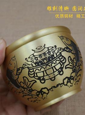 黄铜米缸质百福金蟾双鱼聚