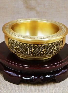 黄铜年有余聚宝盆摆件中式