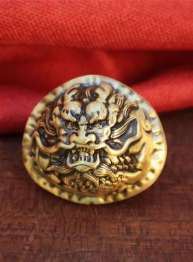 黄铜核桃摆件文玩龙头款实