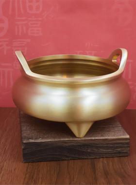 黄铜香炉三足圆耳道供奉插