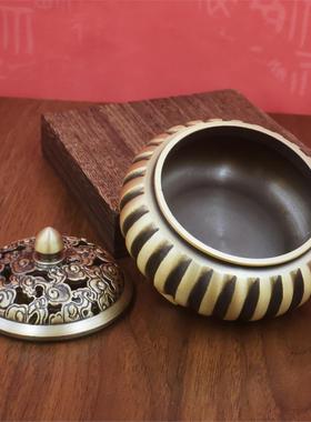 黄铜三脚香炉带盖南瓜造型